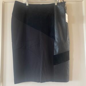 Calvin Klein Black and Gray Asymmetrical Pencil Skirt